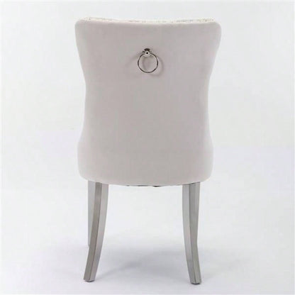 Modern, High - end Tufted Solid Wood Contemporary Velvet Upholstered Dining Chair with Stainless Steel Plating, Nailhead Trim, Set of 2 Beige and, SW1701BG