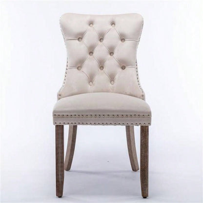 Modern, High - end Tufted Solid Wood Contemporary Velvet Upholstered Dining Chair with Wood Nailhead Trim 2 - Pcs Set, Beige, SW2001BG