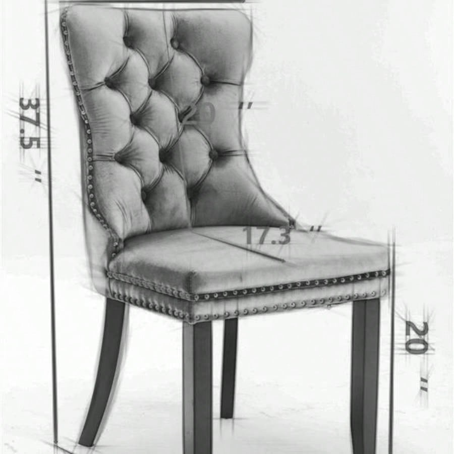 Modern, High - end Tufted Solid Wood Contemporary Velvet Upholstered Dining Chair with Stainless Steel Plating, Nailhead Trim, Set of 2 Beige and, SW1701BG