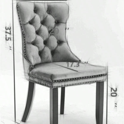 Modern, High - end Tufted Solid Wood Contemporary Velvet Upholstered Dining Chair with Stainless Steel Plating, Nailhead Trim, Set of 2 Beige and, SW1701BG