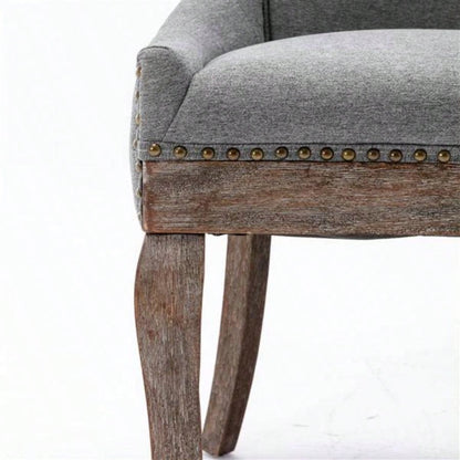 Furniture, Ultra Side Dining Chair Thickened fabric chairs with neutrally toned solid wood Bronze nail Set of 2 Gray