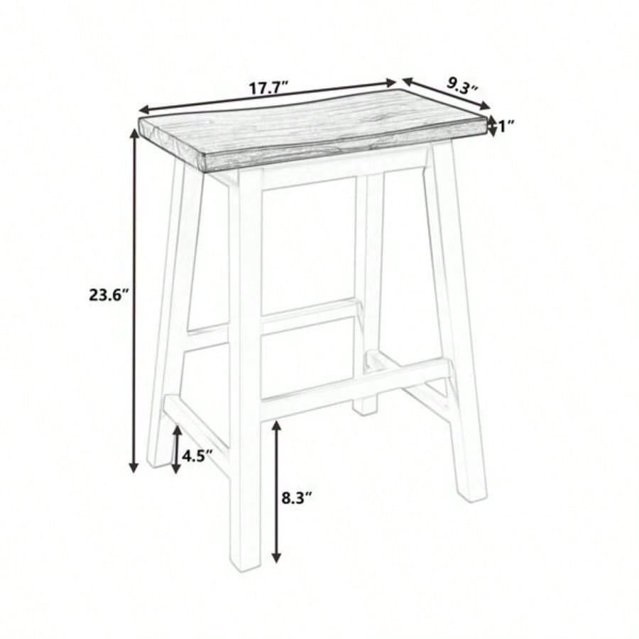 Farmhouse Rustic 2 - piece Counter Height Wood Kitchen Dining Stools Small Places, Walnut