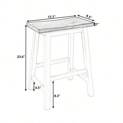 Farmhouse Rustic 2 - piece Counter Height Wood Kitchen Dining Stools Small Places, Walnut