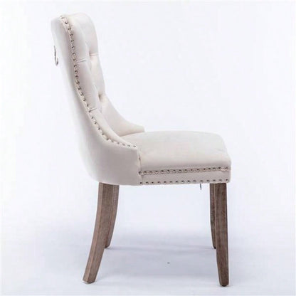 Modern, High - end Tufted Solid Wood Contemporary Velvet Upholstered Dining Chair with Wood Nailhead Trim 2 - Pcs Set, Beige, SW2001BG