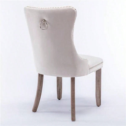 Modern, High - end Tufted Solid Wood Contemporary Velvet Upholstered Dining Chair with Wood Nailhead Trim 2 - Pcs Set, Beige, SW2001BG