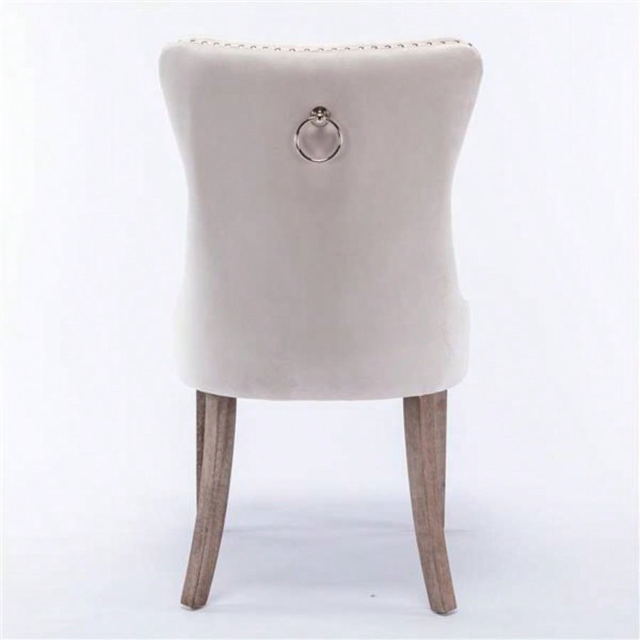Modern, High - end Tufted Solid Wood Contemporary Velvet Upholstered Dining Chair with Wood Nailhead Trim 2 - Pcs Set, Beige, SW2001BG