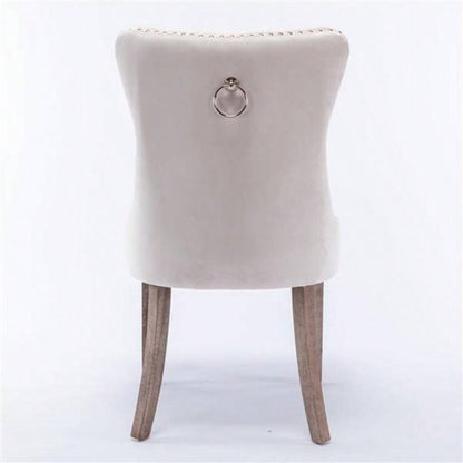 Modern, High - end Tufted Solid Wood Contemporary Velvet Upholstered Dining Chair with Wood Nailhead Trim 2 - Pcs Set, Beige, SW2001BG