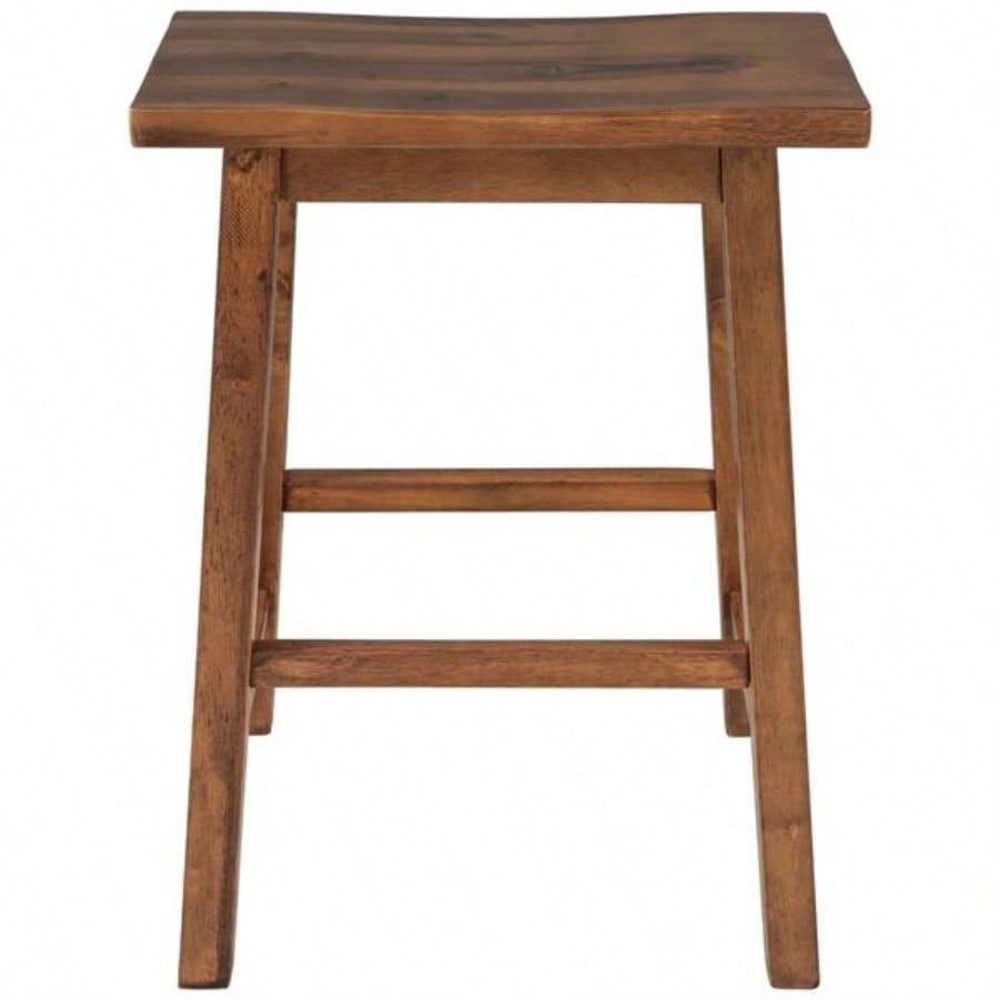 Farmhouse Rustic 2 - piece Counter Height Wood Kitchen Dining Stools Small Places, Walnut