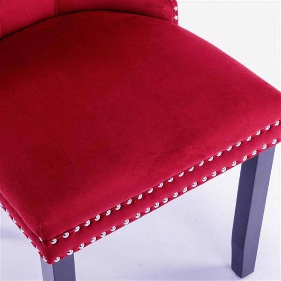 Classic Velvet Dining Chairs, High - end Tufted Solid Wood Contemporary Velvet Upholstered Dining Chair with Wood Nailhead, SET OF 2, Burgundy, Wine Red