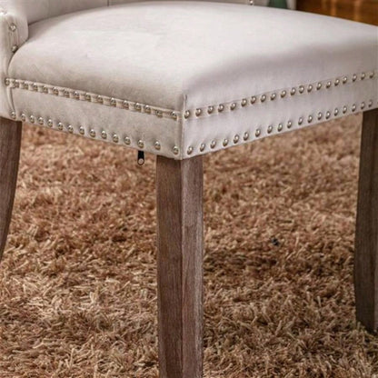 Modern, High - end Tufted Solid Wood Contemporary Velvet Upholstered Dining Chair with Wood Nailhead Trim 2 - Pcs Set, Beige, SW2001BG