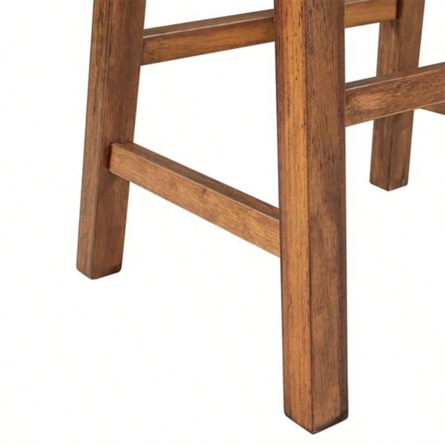 Farmhouse Rustic 2 - piece Counter Height Wood Kitchen Dining Stools Small Places, Walnut