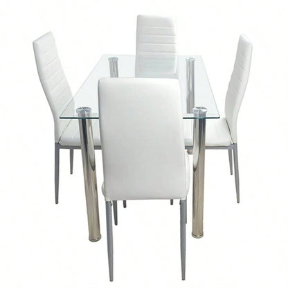 4 - simple rectangular cylindrical leg table tempered glass stainless steel glass 110 * 70 * 75cm N201Replace encoding13029115
