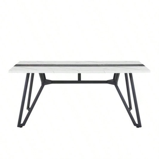 70.9Rectangular Large Dining Table, Marble Grain Waterproof Large Desk 8 People, Deluxe Family Dining Table with Adjustable Kitchen, Living Room, Office, White, 70.939; 39; 35.439; 39; Dx 30.039; 39; H