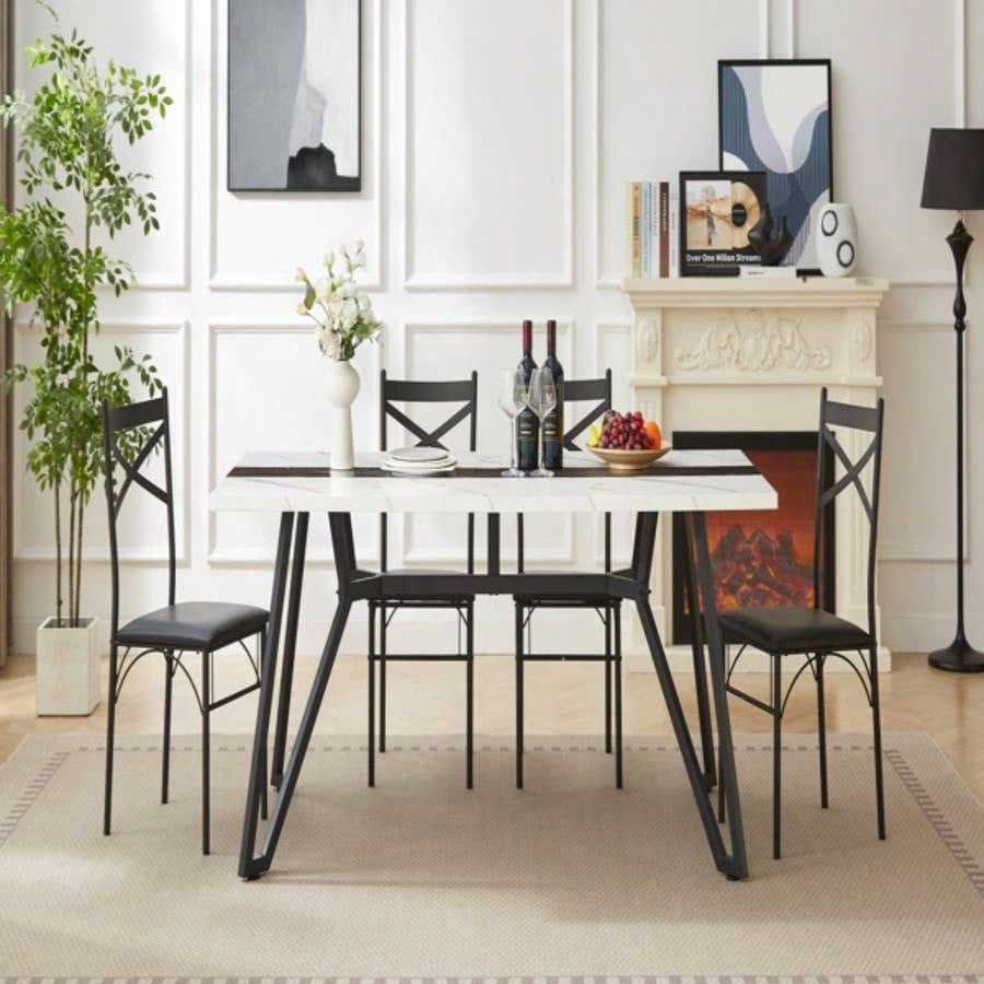 70.9Rectangular Large Dining Table, Marble Grain Waterproof Large Desk 8 People, Deluxe Family Dining Table with Adjustable Kitchen, Living Room, Office, White, 70.939; 39; 35.439; 39; Dx 30.039; 39; H