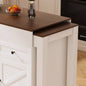 74.8 Kitchen Island with Extendable Dining Table Power Outlet - Rolling Storage Cart on Wheels with 3 Drawers 2 Door Cabinet Dining Room, White