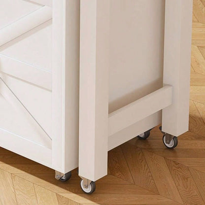 74.8 Kitchen Island with Extendable Dining Table Power Outlet - Rolling Storage Cart on Wheels with 3 Drawers 2 Door Cabinet Dining Room, White