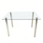 Replace 981517414 - simple rectangular cylindrical leg table tempered glass stainless steel glass 110 * 70 * 75cm