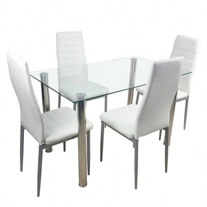 Replace 981517414 - simple rectangular cylindrical leg table tempered glass stainless steel glass 110 * 70 * 75cm