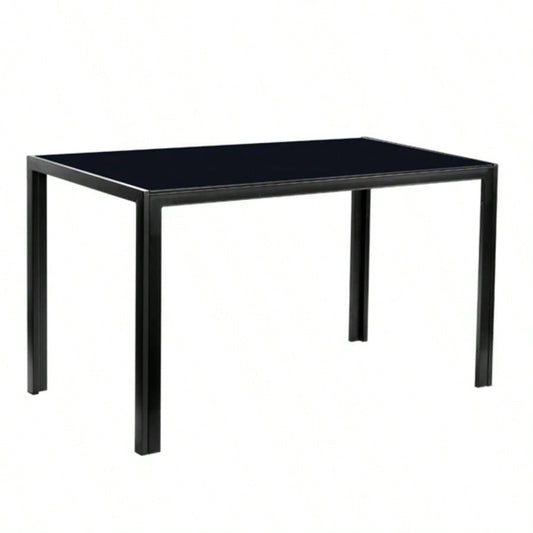 Simple Assembled Tempered Glass Iron Dinner Table Black code: 21491449
