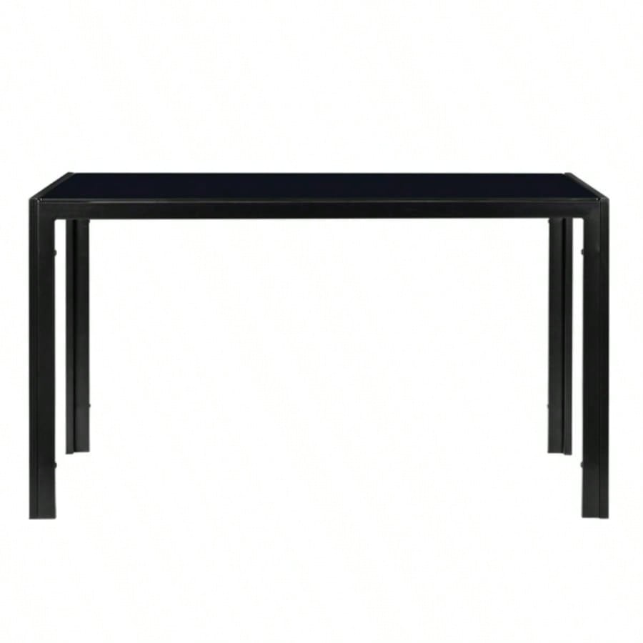 Simple Assembled Tempered Glass Iron Dinner Table Black code: 21491449