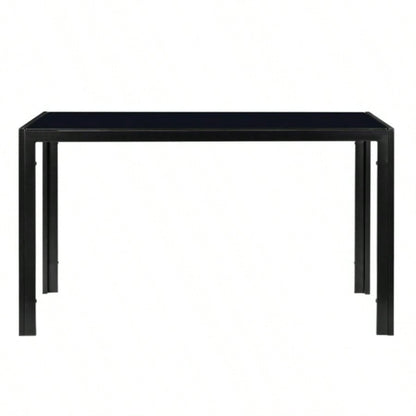 Simple Assembled Tempered Glass Iron Dinner Table Black code: 21491449