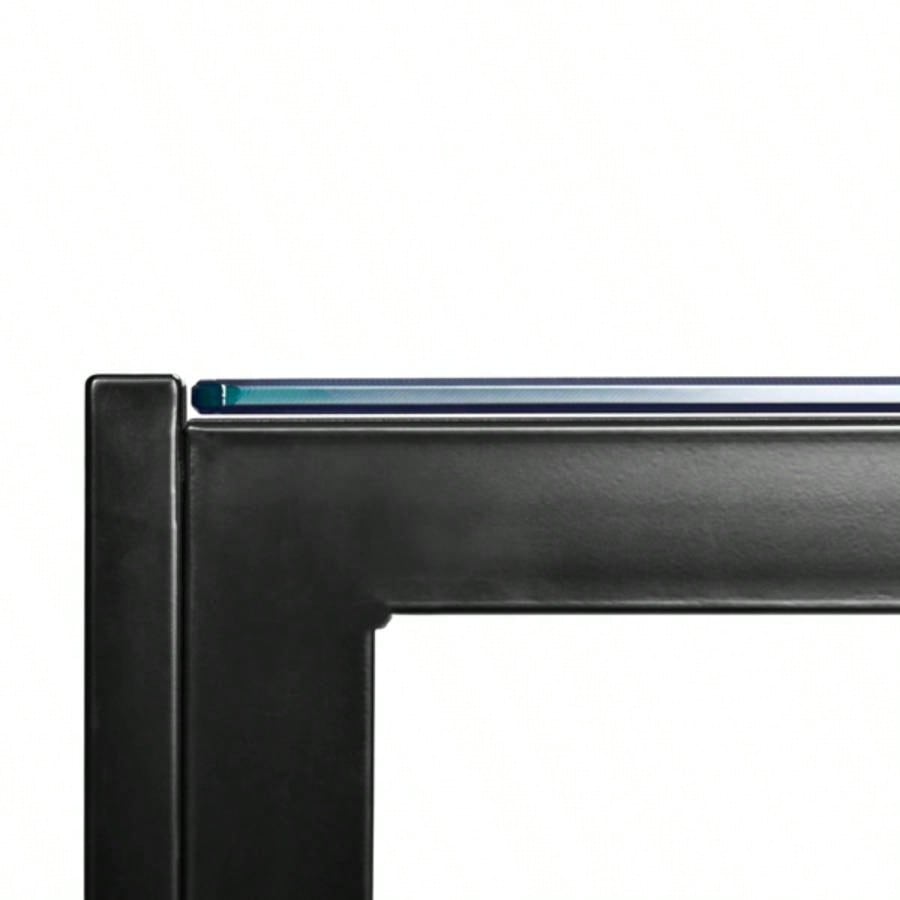 Simple Assembled Tempered Glass Iron Dinner Table Black code: 21491449