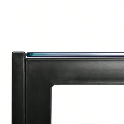 Simple Assembled Tempered Glass Iron Dinner Table Black code: 21491449