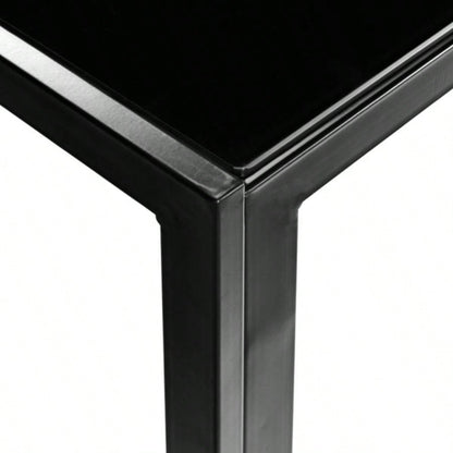 Simple Assembled Tempered Glass Iron Dinner Table Black code: 21491449