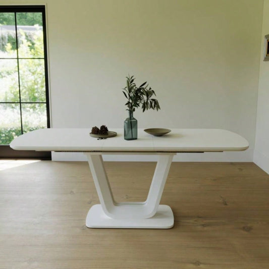 62.99 - 78.74 white dining table, MDF kitchen dining table, and modern industrial style expandable dining table with U - shaped, suitable home and office use
