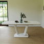 62.99 - 78.74 white dining table, MDF kitchen dining table, and modern industrial style expandable dining table with U - shaped, suitable home and office use