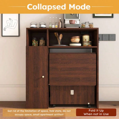 Multifunctional Folding Dining Table with Wall - Mounted Sideboard Storage Small Apartments