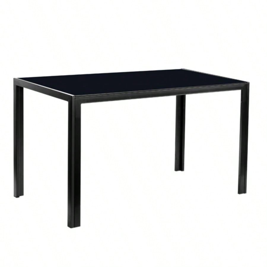 Simple Assembled Tempered Glass Iron Dinner Table Black code: 21491449