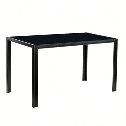 Simple Assembled Tempered Glass Iron Dinner Table Black code: 21491449
