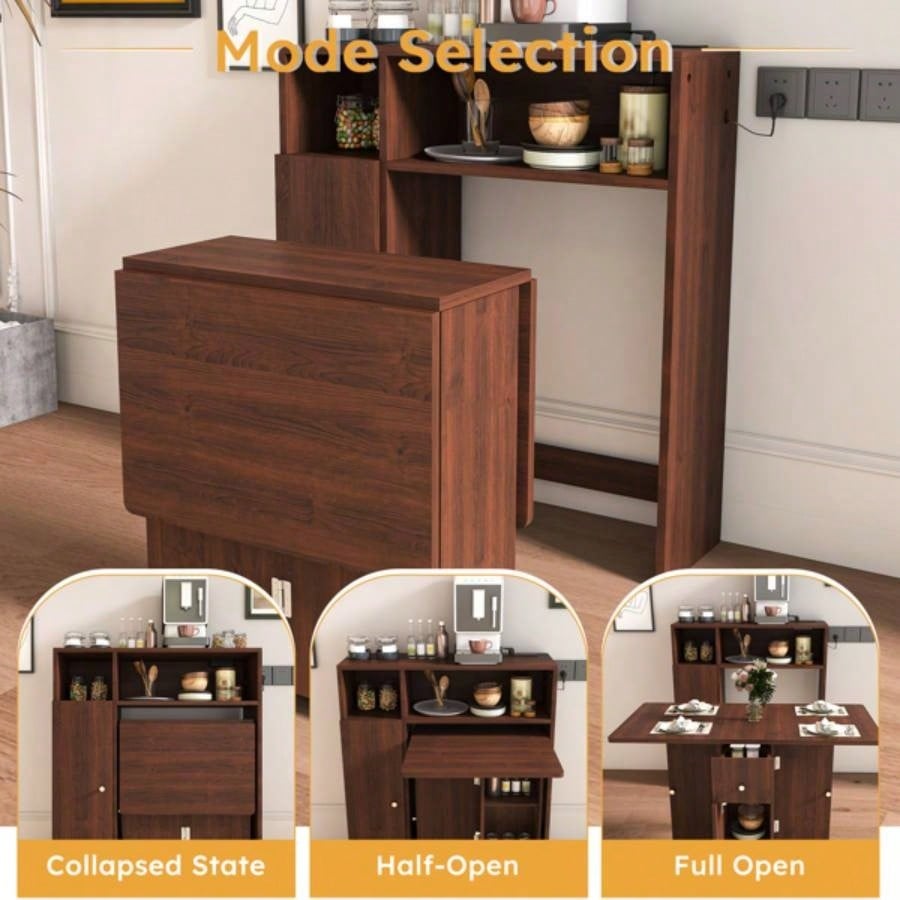 Multifunctional Folding Dining Table with Wall - Mounted Sideboard Storage Small Apartments