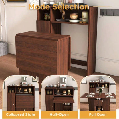 Multifunctional Folding Dining Table with Wall - Mounted Sideboard Storage Small Apartments