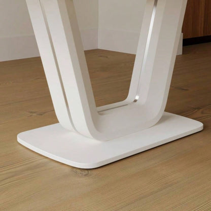 62.99 - 78.74 white dining table, MDF kitchen dining table, and modern industrial style expandable dining table with U - shaped, suitable home and office use