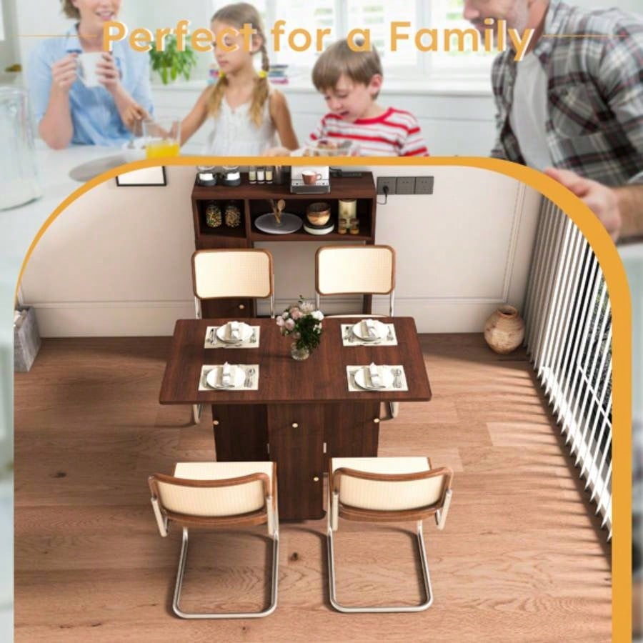 Multifunctional Folding Dining Table with Wall - Mounted Sideboard Storage Small Apartments