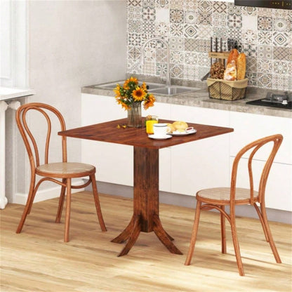 Walnut Square Dining Table with Pedestal Base and Rubber Wood Frame