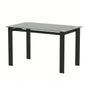 Modern tempered glass black dining table, simple rectangular metal table living room kitchen table