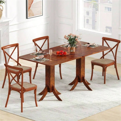 Walnut Square Dining Table with Pedestal Base and Rubber Wood Frame