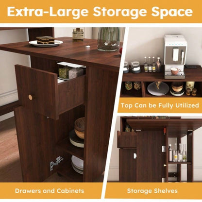 Multifunctional Folding Dining Table with Wall - Mounted Sideboard Storage Small Apartments