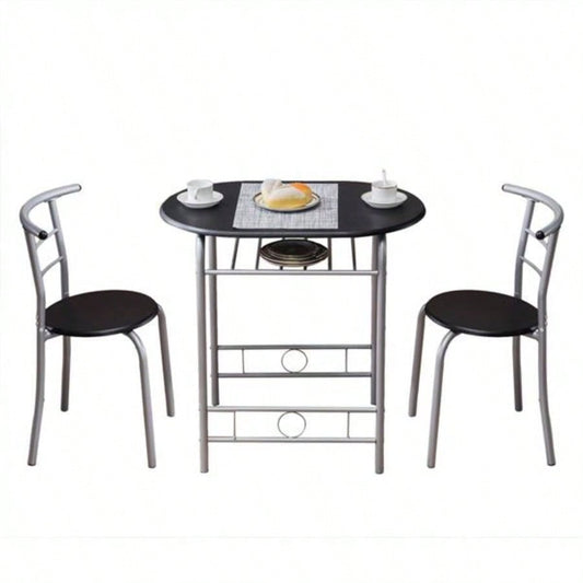 PVC Breakfast Table One Table and Two Chairs Black