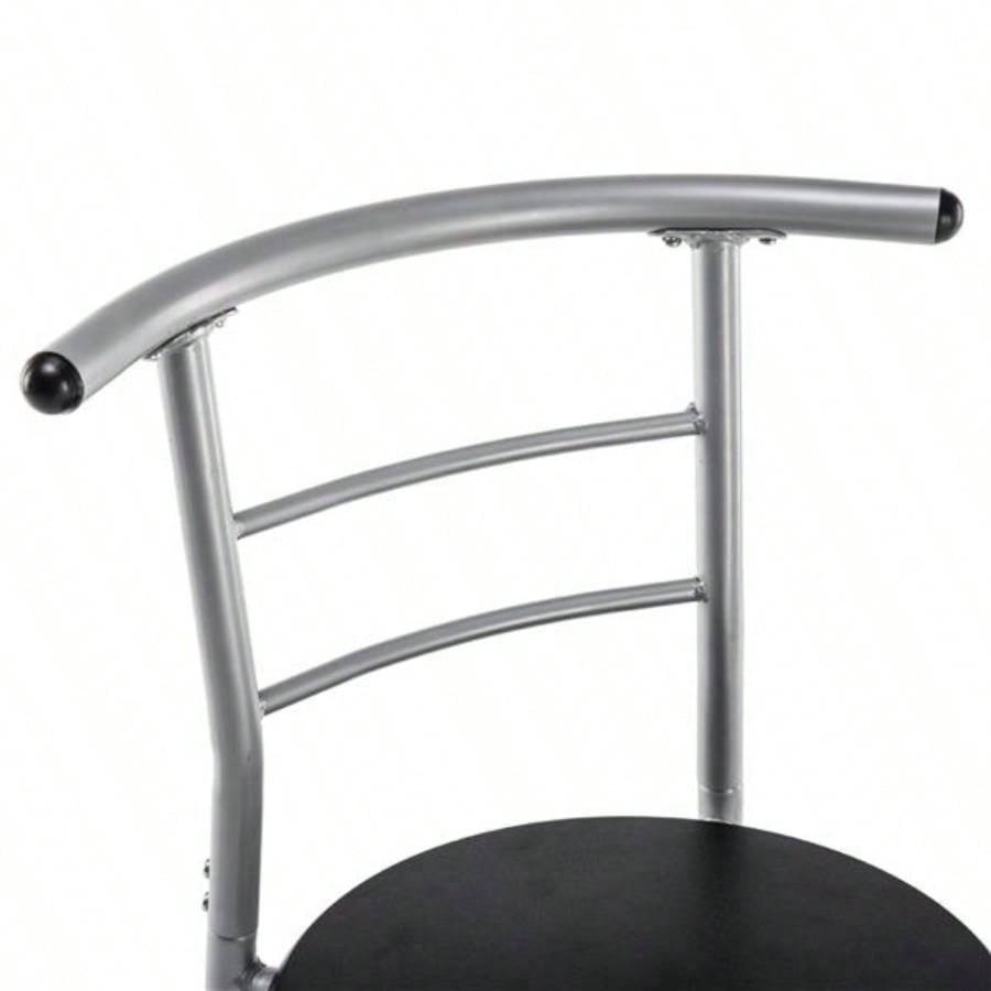 PVC Breakfast Table One Table and Two Chairs Black