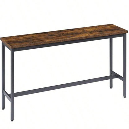 Long Bar Table Set with 3 PU Upholstered Bar Stools, Industrial Bar Table and Chairs Kitchen Breakfast Table, Living Room, Banquet Hall, Rustic Brown and Black, 63Lx15. 37.5H