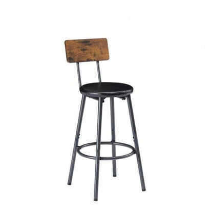 Long Bar Table Set with 3 PU Upholstered Bar Stools, Industrial Bar Table and Chairs Kitchen Breakfast Table, Living Room, Banquet Hall, Rustic Brown and Black, 63Lx15. 37.5H