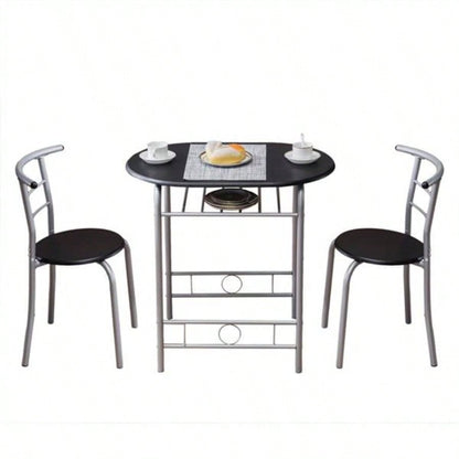 PVC Breakfast Table One Table and Two Chairs Black