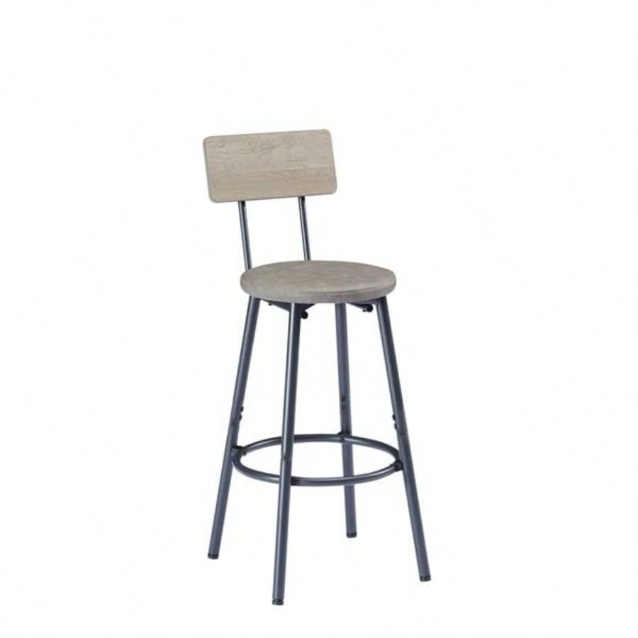 Long Bar Table Set with 3 PU Upholstered Bar Stools, Industrial Bar Table and Chairs Kitchen Breakfast Table, Living Room, Banquet Hall, Rustic Gray and Black, 63Lx15. 37.5H