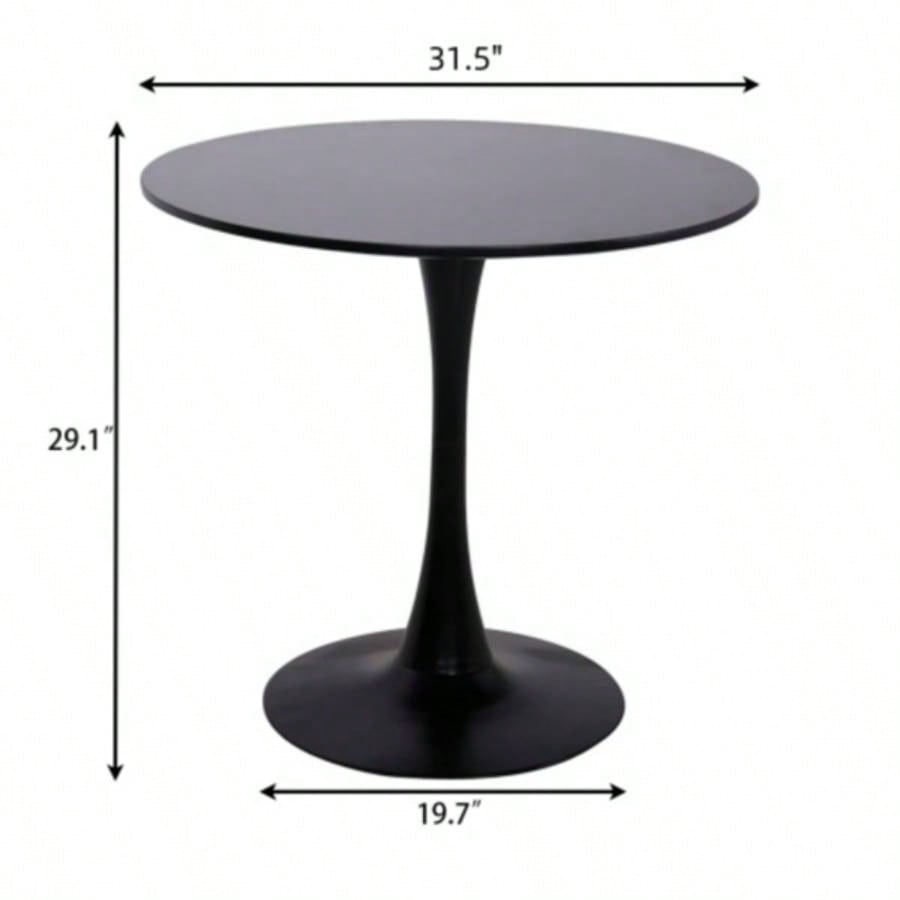 Modern Round Dining Table, 31.539; 39; Kitchen Dining Room Furniture, Coffee Table, Leisure Table, Living Room Table, Black, Gifts, Selections