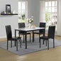 5 - Piece Metal Dinette Set with Laminated Faux Marble Top, 4 Black Chairs