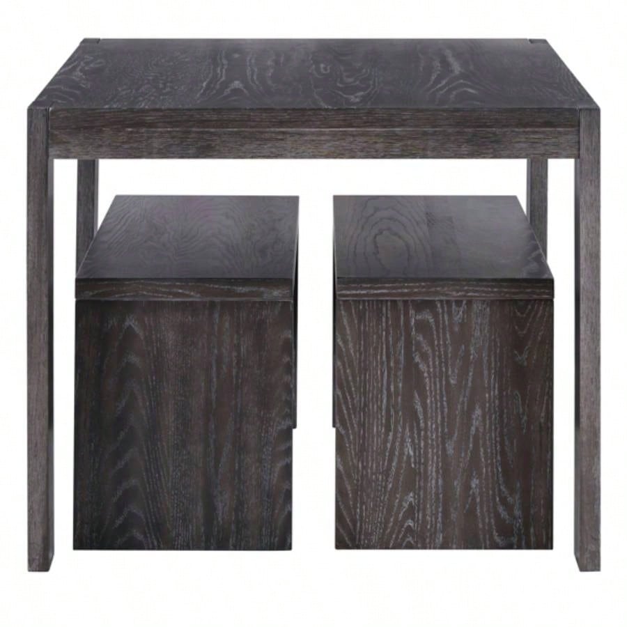 3 - piece Farmhouse Style Simple Dining Set, Dining Table and 2 Benches, Dining Room, Kitchen and Living Room Espresso